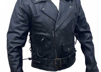 Ramoneska Motocyklowa skóra bydlęca czarna wiązana rozmiary, używany na sprzedaż  Witnica