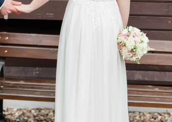 Piękna, zwiewna, muślinowa suknia ślubna, rustykalna, boho, używany na sprzedaż  Łódź