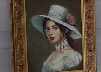 Portret Kobiety - Kobieta Dama w Sukni - Obraz Olejny - Złota Rama, używany na sprzedaż  Kraków