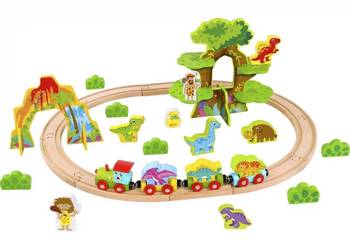 TOOKY TOY Drewniana Magnetyczna Kolejka Dinozaury + Figurki na sprzedaż  Kraków