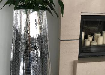 Wysoka ekskluzywna donica glamour srebrna mozaika lustro XXL na sprzedaż  Bojszowy