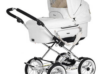 EmmalJunga Mondial De Luxe - Classic White Leatherette Pram na sprzedaż  Warszawa