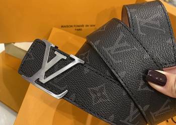 Pasek męski skórzany LV Louis Vuitton Monogram Graphite szary 115 cm skóra, używany na sprzedaż  Rzeszów