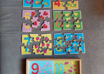 drewniane puzzle - nauka liczenia, używany na sprzedaż  Kraków