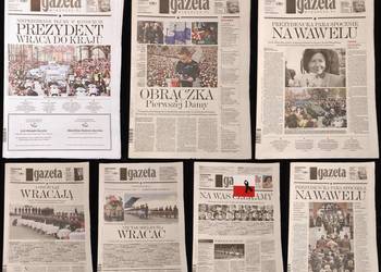 Używany, Unikat Gazeta Wyborcza 7wydań katastrofa smoleńska Smoleńsk na sprzedaż  Warszawa
