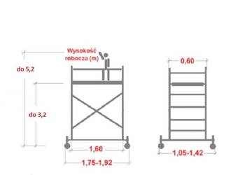 Wynajmę Rusztowanie Climtec 5m lekkie aluminiowe z kółkami, używany na sprzedaż  Warszawa
