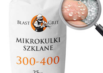 Mikrokulki szklane 300 - 400 µm 25kg, kulki, szkiełko do piaskarki, używany na sprzedaż  Grabica