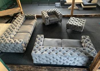 Używany, Zestaw Chesterfield Premium 3+2+1+Pufa na sprzedaż  Kęty