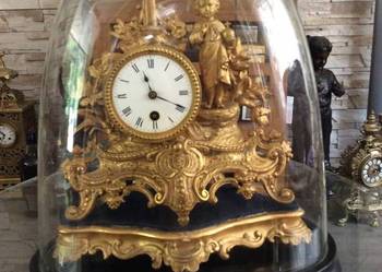 ANTYK bardzo stary zegar kominkowy w szklanej tubie Jezus na sprzedaż  Kłodzko