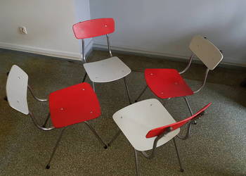 Używany, Stare industrialne metalowo drewniane krzesla z PRLu na sprzedaż  Bytom