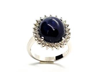Pierścionek z szafirem 11,53 ct i diamentami białe złoto pr. 585 (14K) na sprzedaż  Pruszków
