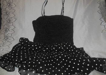 Sukienka koktajlowa. Czarna w białe groszki Fink Model r.38 na sprzedaż  Kielce