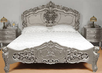 Nowe stylowe łóżko srebrne 180x200 cm barok rokoko 78289 na sprzedaż  Września