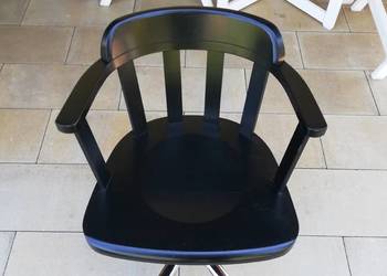 Używany, Fotel kręcony drewniany czarny obrotowy krzesło do biurka na sprzedaż  Sulbiny