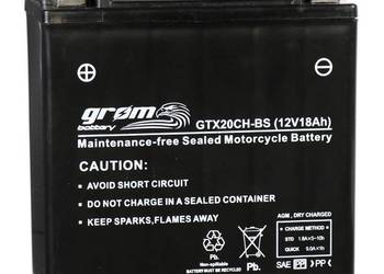 Używany, Akumulator motocyklowy GROM GTX20CH-BS 12V 18Ah 270A L+ na sprzedaż  Szczecin