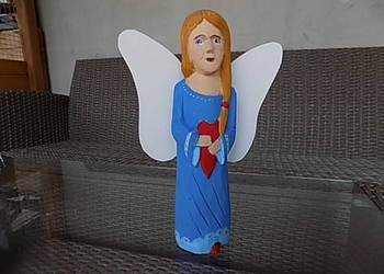 rzeźba drewniana anioł z sercem 25cm, na sprzedaż  Sarnaki