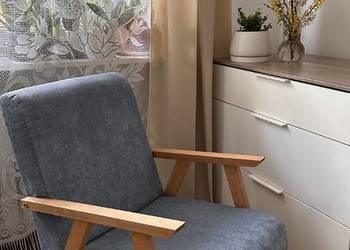 Używany, Fotel w stylu PRL lata 70, rama jesionowa, na pasach na sprzedaż  Kępno