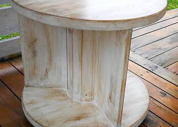 Stolik ze szpuli, ława drewniana loft, stolik z kółkami, używany na sprzedaż  Radków