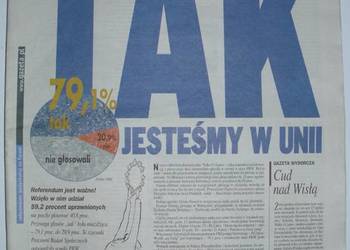 Unikat referendum europejskie Gazeta Wyborcza 09.06.2003 na sprzedaż  Warszawa