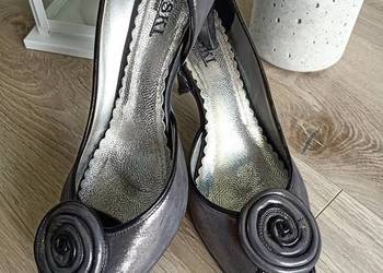 Buty szpilki 38 szare grafitowe odkryte palce, używany na sprzedaż  Płock