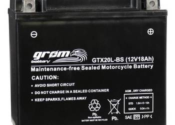 Akumulator GROM GTX20L-BS YTX20L-BS 12V 18Ah 270A P+ na sprzedaż  Zgierz