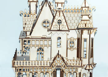 Zamek w stylu gotyckim 3D puzzle z drewna, używany na sprzedaż  Łódź