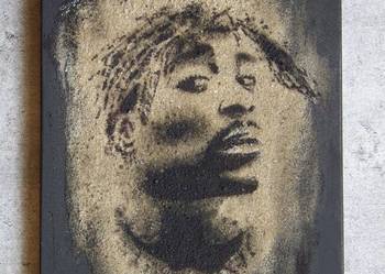 Tupac Obraz na piasku ręcznie malowany... 2pac Oryginalny prezent na sprzedaż  Sandomierz