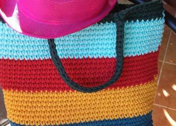 Torebka ze sznurka, shopperka, tęczowe kolory, handmade, bag na sprzedaż  Warszawa