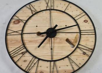 Zegar 70 cm Stylowe drewno z metalową ramą LOFT-STYLE na sprzedaż  Wrocław