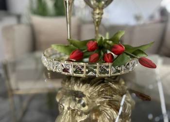 Używany, złota taca paera lustrzana okrągła z krształkami 28 dekoracja premium na sprzedaż  Nowy Sącz