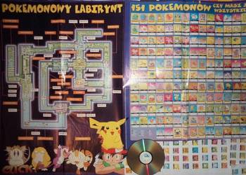 Używany, Pokemony plakat 151 Pokemonów +NAKLEJKI ,Pokemonowy labirynt na sprzedaż  Rzeszów