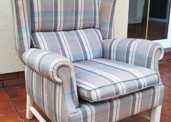 Fotel uszak kominkowy stylowy w kratkę krzesło na sprzedaż  Garwolin