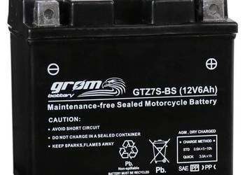 Akumulator motocyklowy GROM GTZ7S-BS 12V 6Ah 120A P+, używany na sprzedaż  Szczecin