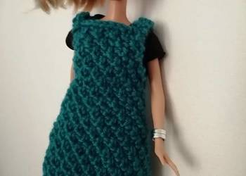 Ubranko sukienka dla lalki Barbie szelki turkusowa i opaska, używany na sprzedaż  Płock