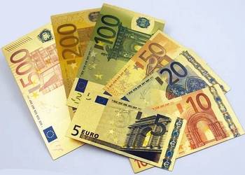 8 x Złoty Banknot Euro 5 10 20 50 100 200 500 1000 Złoto 24 na sprzedaż  Sosnowiec