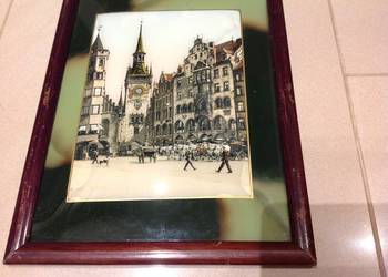 Stary Wypukły Obrazek Pocztówka w ramce, używany na sprzedaż  Nowa Sól