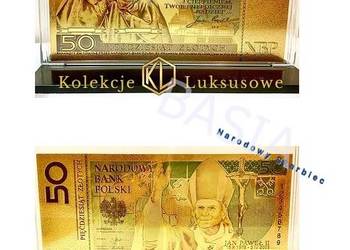 Używany, KOMUNIA Prezent 50 zł Złoty Banknot Jan Paweł 24 karat Narodowy Skarbiec na sprzedaż  Sosnowiec