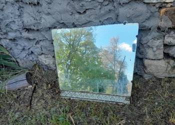Stare lustro grawerowane z półeczką zabytek PRL retro na sprzedaż  Dąbrowa Górnicza