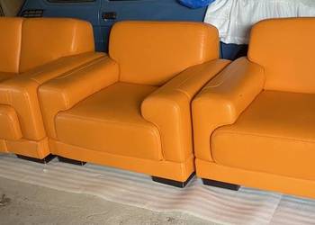 sofa fotel komplet wypoczynkowy skóra pomarańczowa na sprzedaż  Świerże