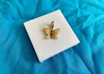 nowa pozłacana zawieszka charms beads potężny vintage motyl srebro 925, używany na sprzedaż  Gdynia