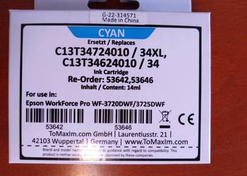 Epson Work Force Pro Cyan - tusz niebieski zamiennik 14 ml, używany na sprzedaż  Warszawa