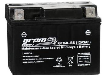 Używany, Akumulator motocyklowy GROM GTX4L-BS YTX4L-BS 12V 3Ah 60A P+ na sprzedaż  Zgierz