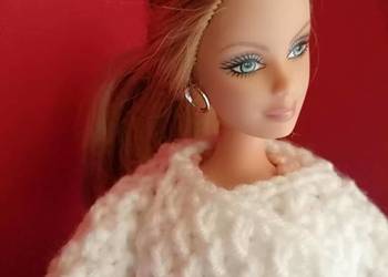 Kurtka ubranko dla lalki Barbie biała włóczka mikrofibra na sprzedaż  Płock