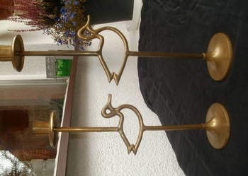 swieczniki mosiezne 2 szt 30i35 cm, używany na sprzedaż  Miłobądz