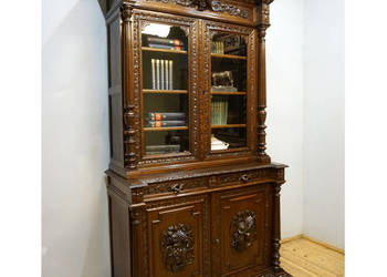 PIĘKNIE RZEŹBIONY KREDENS BIBLIOTECZNY PTAKI FRANCJA na sprzedaż  Niemcza