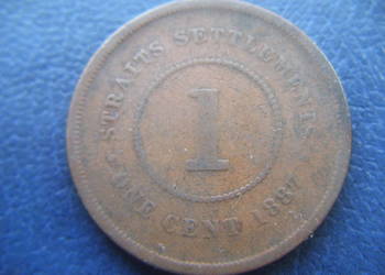 Stare monety 1 cent 1887 Straits Settlements, używany na sprzedaż  Lesko