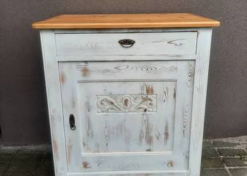 Stara komoda szafka biała przecierana shabby lity blat D067, używany na sprzedaż  Tczew