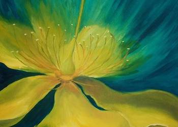 Obraz olejny &quot;Żółty kwiat&quot;. Abstrakcja, używany na sprzedaż  Lublin