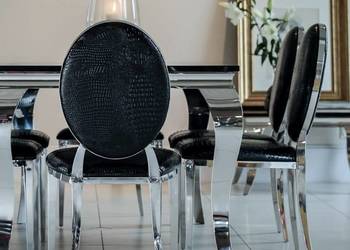 W ZESTAWIE TANIEJ! Krzesła glamour Ludwik czarne ekoskóra na sprzedaż  Warszawa