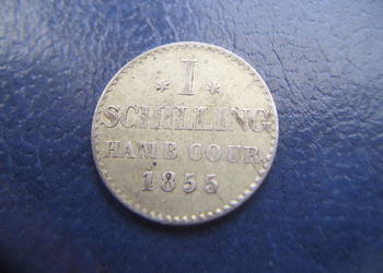 Stare monety 1 szyling 1855 Hamburg Niemcy srebro na sprzedaż  Lesko